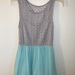 Gray and mint green dress